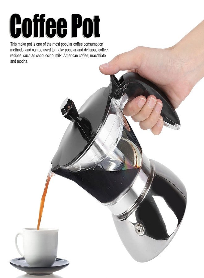 Jerliflyer 6 Cups Stainless Steel Coffee Pot, Brew Classic Italian with Our Moka Pot Premium Crystal Glass Top Octagonal Design for Stovetop Brewing - Image 4