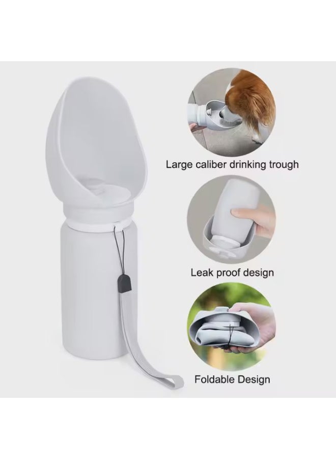 Foldable Pet Water Bottle with Large Caliber Drinking Trough and Leak-Proof Design - Gray - Image 2