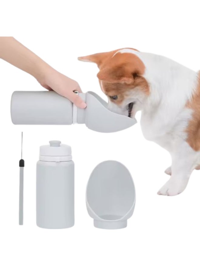 Foldable Pet Water Bottle with Large Caliber Drinking Trough and Leak-Proof Design - Gray - Image 1