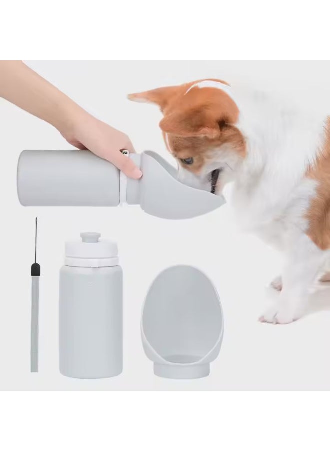 Foldable Pet Water Bottle with Large Caliber Drinking Trough and Leak-Proof Design - Gray - Image 5