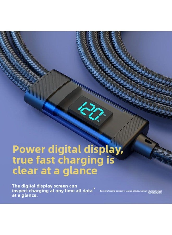 120W Super Fast Charge Digital Display Three-in-One Data Cable One-to-Three Charging Cable For Apple For Huawei OPPO Flash Charge-Color:One To Three (120w Super Fast Charge) Earl Black-smart Chip 【 - Image 3