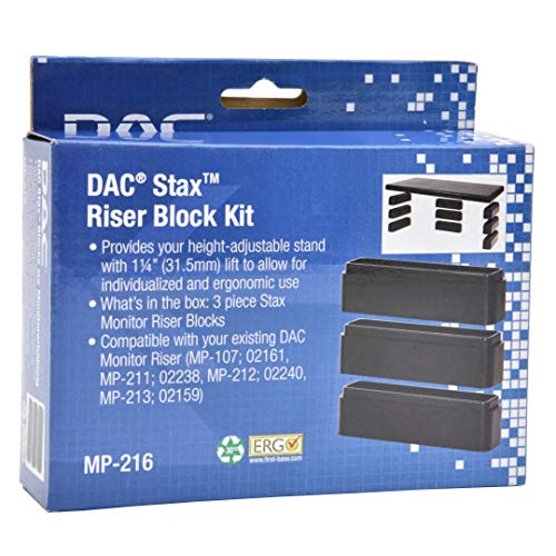 DAC Stax Leg Block Kit for Height-Adjustable Rectangular Monitor Stand, 3-Piece, Raise Monitor Riser by 1-1/4" - Image 5