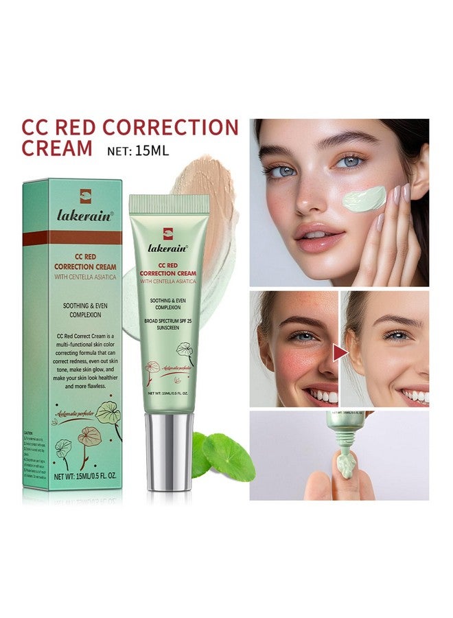 NICEFACE Cc Red Correction Cream With Centella - Color Correcting Formula For Blemishes, Red Skin, & Acne Marks - Lightweight, Non-Greasy - Hydration Skin And Spf Protection (Green) - Image 2