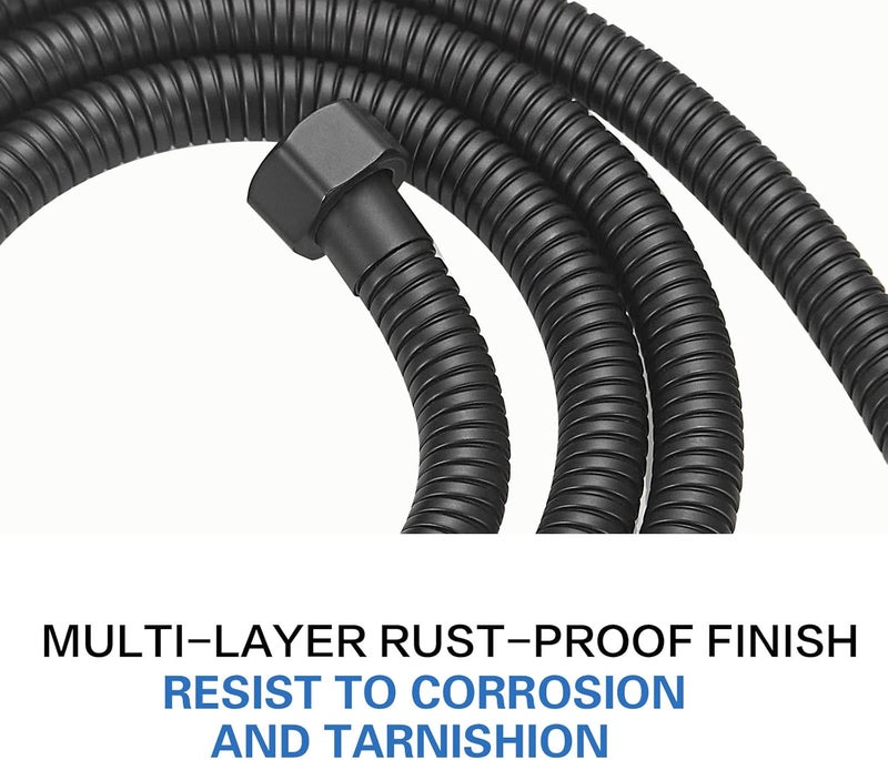 RUMOSE 59 inches Shower Hose Water Plating Shower Head Extension Hose Replacement Extra Long Stainless Steel Shower Tube Attachment Flexible Handheld Shower Sprayer Hose, Matte Black - Image 5