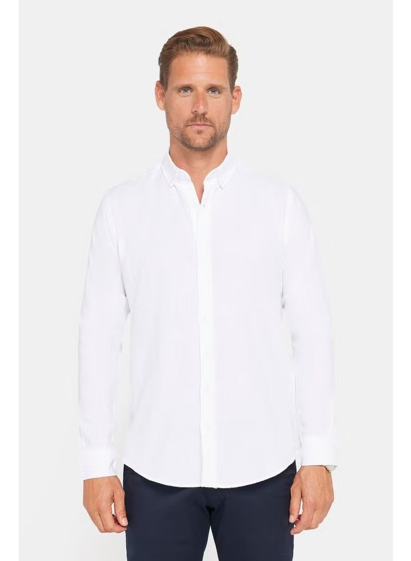 Tudors Slim Fit Long Sleeve Buttoned Linen Men's Shirt - Image 2