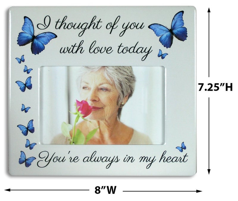 BANBERRY DESIGNS Memorial Picture Frame - I Thought of You with Love Today - Beautiful Tribute to The Loss of a Loved One - Butterfly Gifts - Sympathy - Measures 8"W x 7.25"H - Holds a 4" x 6" Photo - Image 5