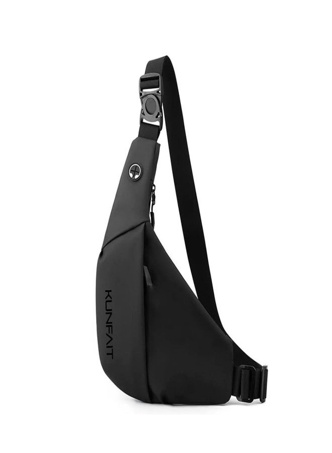 KUNFAIT Waterproof Unisex Crossbody Waist Bag Fanny Pack for Men & Women Half Moon Boomerang Style Sling Bags Side Shoulder Chest Bag Belt Pouch for Travel Sports Anti-Theft Mobile (REDESIGNED) - Image 1