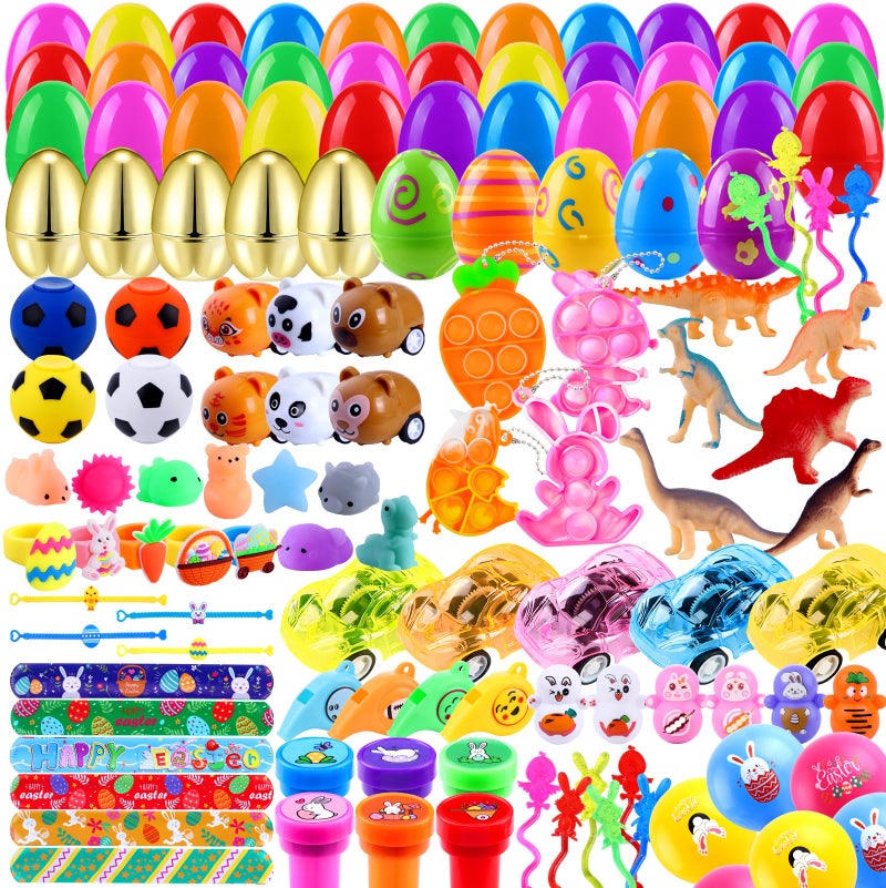 Teeanzo 160Pcs Prefilled Easter Eggs Toys Set Include 80 Plastic Eggs with Variety Easter Stress Toys for Egg Hunt Basket Stuffers Party Favors Classroom Prize Supplies Boys Kids Girls - Image 3