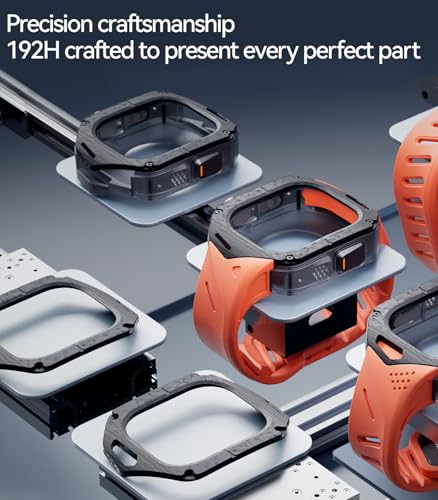 Aulumu A01 Carbon Fibre Case with Apple Watch Ultra Band 49MM | Luxury Lightweight Design | Only for Apple Watch Band Ultra 1/2/3 49mm | Carbon Fibre Case with Orange Straps - Image 4