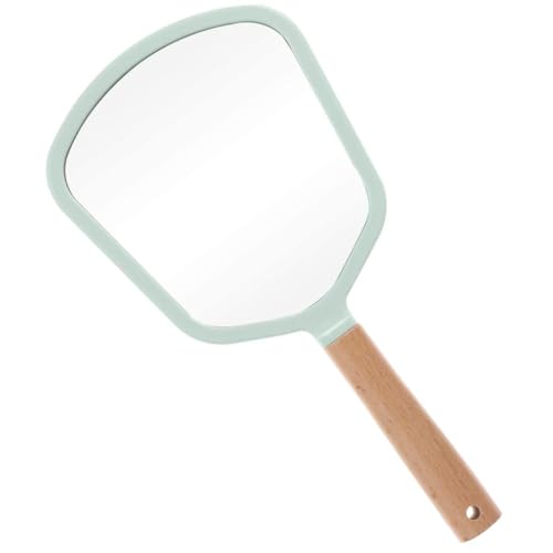 Trifecta Single-Sided Portable Travel Handheld Vanity Mirror with Hanging Hole in Handle Hand Mirror with Comfy Handle for Makeup,Small Cute Wood Hand Mirror(Fan, Green Pack of 1) - Image 1