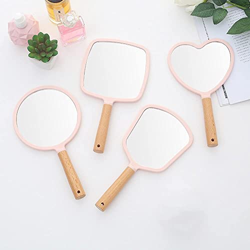 Trifecta Single-Sided Portable Travel Handheld Vanity Mirror with Hanging Hole in Handle Hand Mirror with Comfy Handle for Makeup,Small Cute Wood Hand Mirror(Fan, Green Pack of 1) - Image 4