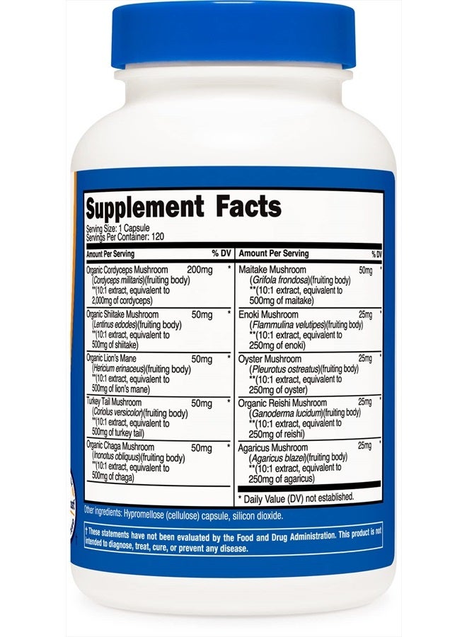 Nutricost Mushroom Complex Supplement, 120 Capsules - 10 Mushroom Blend with Reishi, Maitake, Shiitake, Lion's Mane, and More - Non-GMO And Gluten Free - Image 3