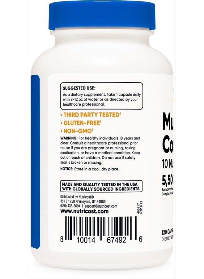 Nutricost Mushroom Complex Supplement, 120 Capsules - 10 Mushroom Blend with Reishi, Maitake, Shiitake, Lion's Mane, and More - Non-GMO And Gluten Free - Image 2