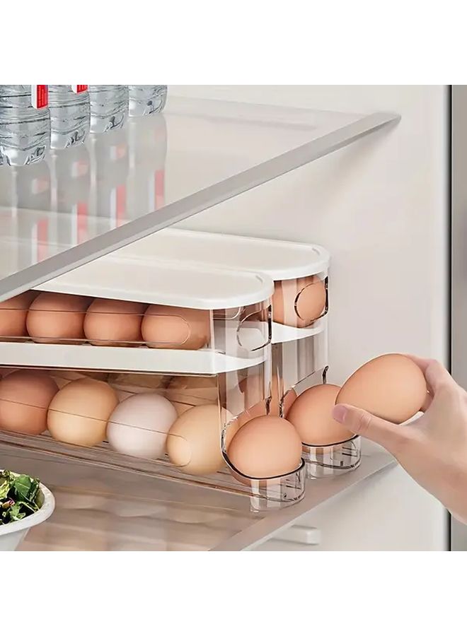 Automatic 12-14 Double Layer Sliding Storage Box For Kitchen Organizer Transparent Space Saving Refrigerator Rack - Image 5