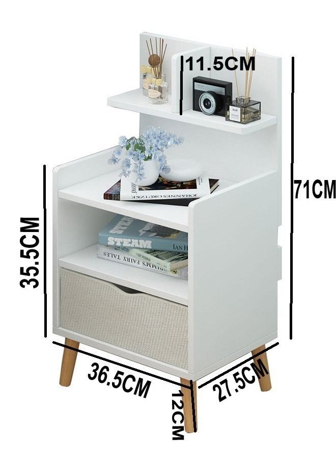 fashionhome - Modern Design 3 Shelfs and 1 Drawer Side Table 36.5 x 27.5 x 71 cm - Image 1