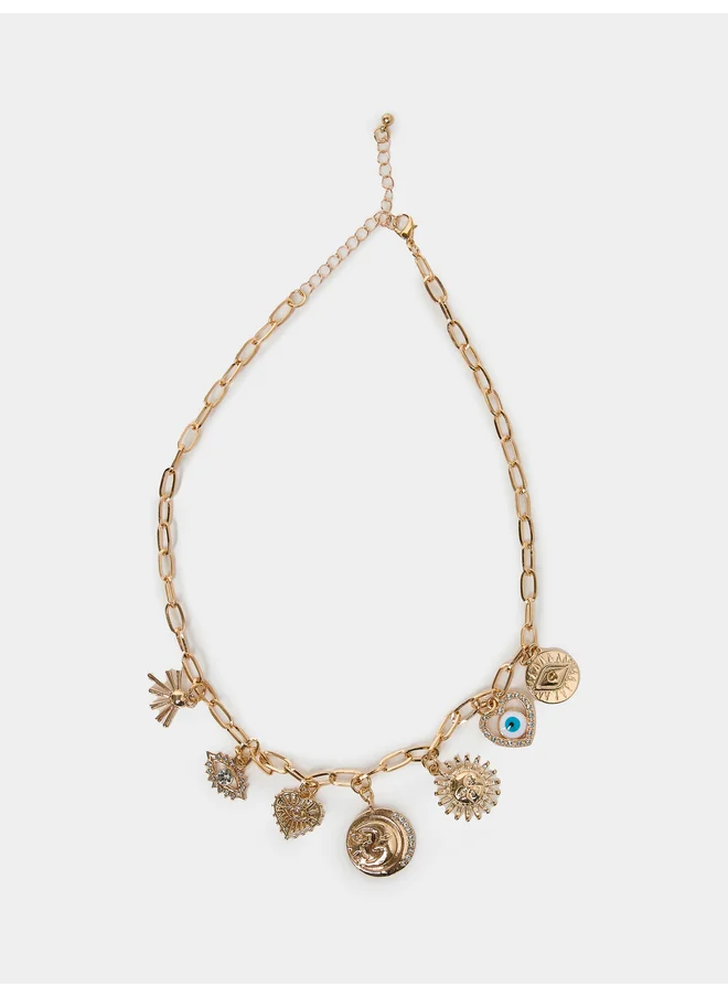 ستايلي Styli Multi Charm Link Chain Necklace
