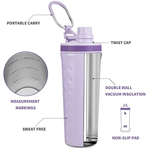 BOTTLE BOTTLE 26 oz Insulated Shaker Bottle Stainless Steel Water Bottle with Wire Whisk, Reusable Protein Shaker Gym Water Cup Purple - Image 2