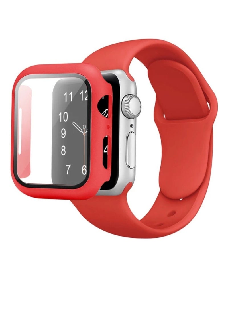 and with Case For Apple Watch 46mm,Adjustable Silicone Sport Wristband Replacement, Strap With Cover Built-in Glass Screen Protector for iWatch S10. - Image 1