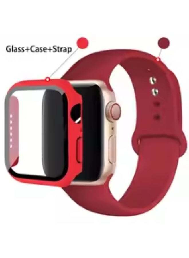 and with Case For Apple Watch 46mm,Adjustable Silicone Sport Wristband Replacement, Strap With Cover Built-in Glass Screen Protector for iWatch S10. - Image 3