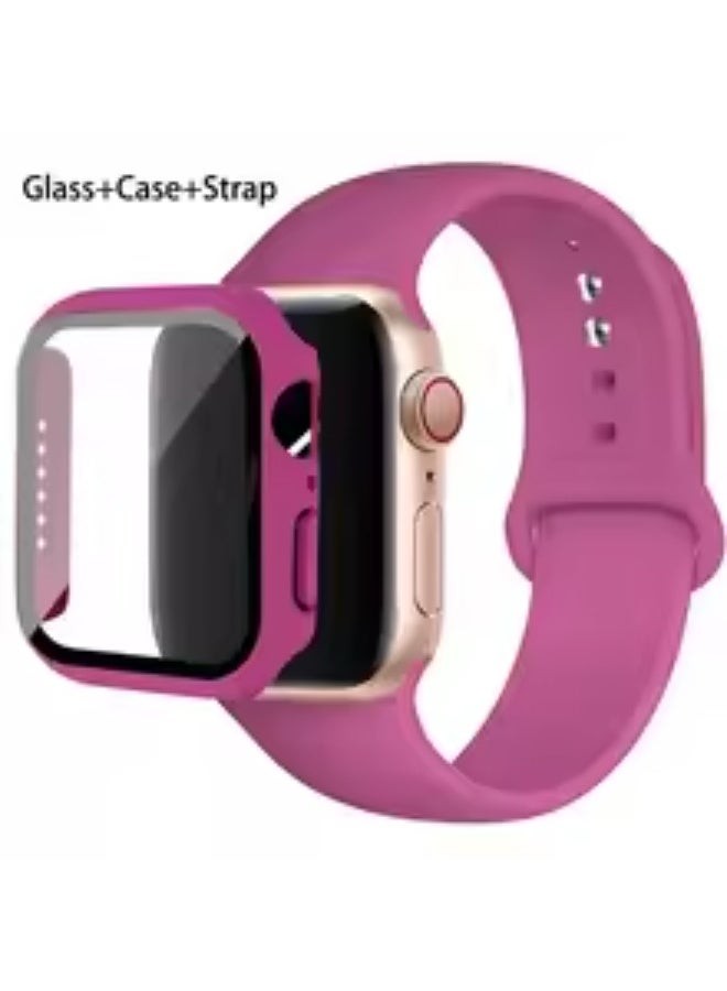 and with Case For Apple Watch 46mm,Adjustable Silicone Sport Wristband Replacement, Strap With Cover Built-in Glass Screen Protector for iWatch S10. - Image 2