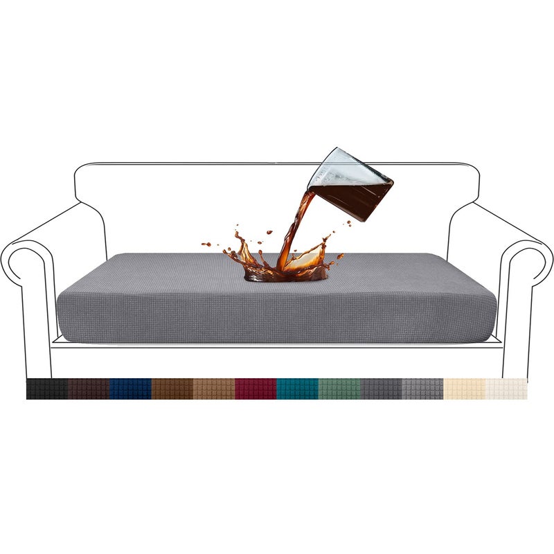 Granbest Premium WaterRepellent Sofa Seat Cushion Covers High Stretch Jacquard Fabric Couch Seat Slipcover Protector for 3 seater sofa 3 seater Light Grey