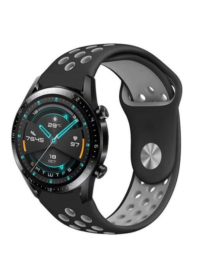 vesus Stylish Silicone Replacement Band For Huawei Watch GT/GT2 Black Cool Grey