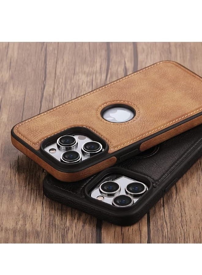 Coconut iPhone 15 Pro Max Case, Vegan Leather Protective Case for iPhone 15 Pro Max 6.7", Luxury, Elegant and Beautiful Design Cover, Non-Slip Vintage Looking Perfect Stitching Leather Case (Brown) - Image 4