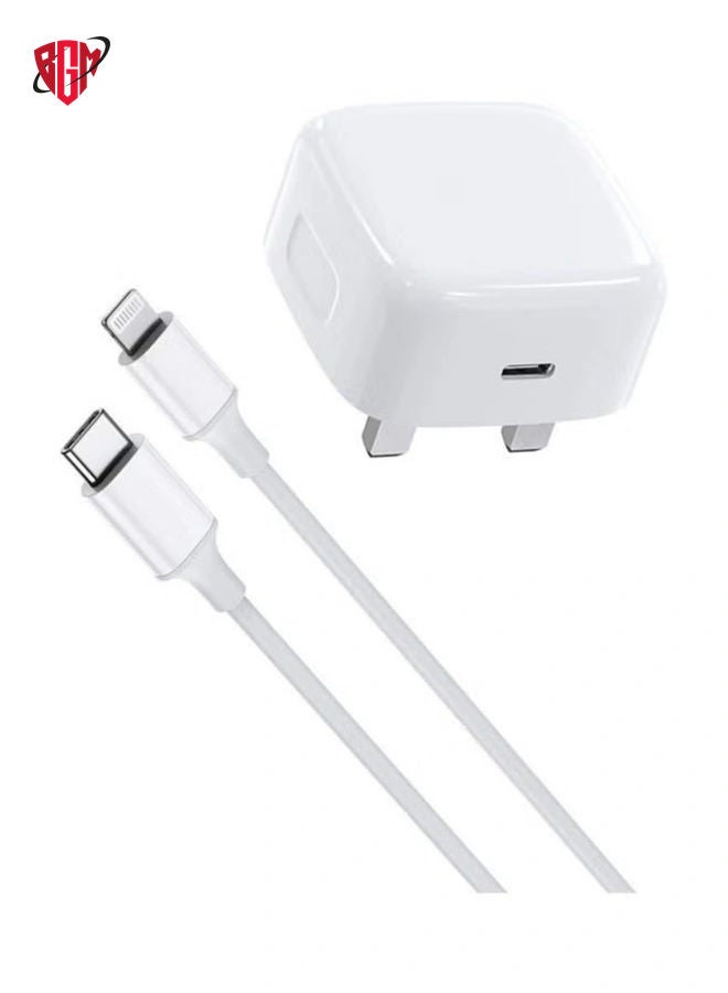 BGM 20W Foldable Fast Charging Wall Adapter Compatible with Apple iPhone 12 Pro Max/11 Pro Max/SE, iPad White - Image 4