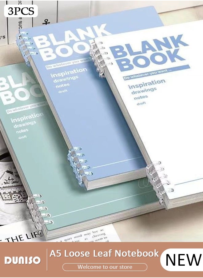DUNISO A5 Student Specific Loose Leaf Notebook,Loose Leaf Replacement Core Notebook with Thick Horizontal Grid,Non Irritating, Detachable,60Sheets/120Pages Loose-Leaf Paper,80gsm White Paper  - Image 1