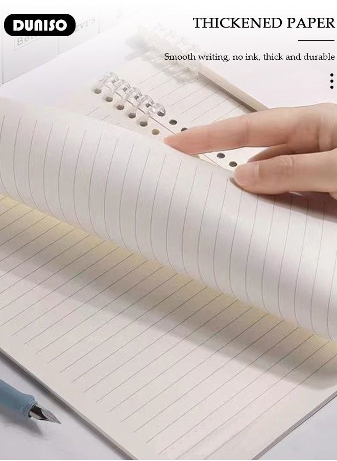 DUNISO A5 Student Specific Loose Leaf Notebook,Loose Leaf Replacement Core Notebook with Thick Horizontal Grid,Non Irritating, Detachable,60Sheets/120Pages Loose-Leaf Paper,80gsm White Paper  - Image 3