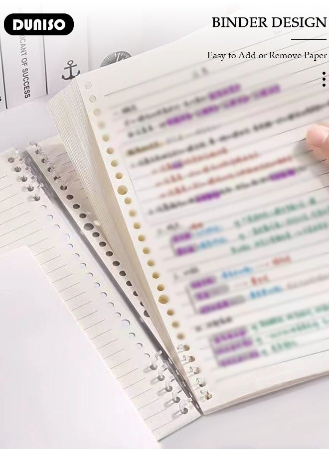 DUNISO A5 Student Specific Loose Leaf Notebook,Loose Leaf Replacement Core Notebook with Thick Horizontal Grid,Non Irritating, Detachable,60Sheets/120Pages Loose-Leaf Paper,80gsm White Paper  - Image 4
