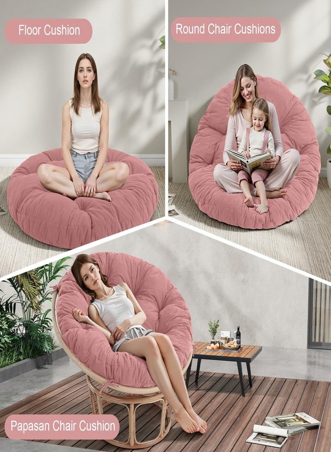 idee-home وسادة كرسي باباسان من إيدي هوم، وسادة دائرية لكرسي باباسان (الوسادة فقط) بغطاء مخملي سميك، مقاس 48 × 48 بوصة، لون وردي - Image 5