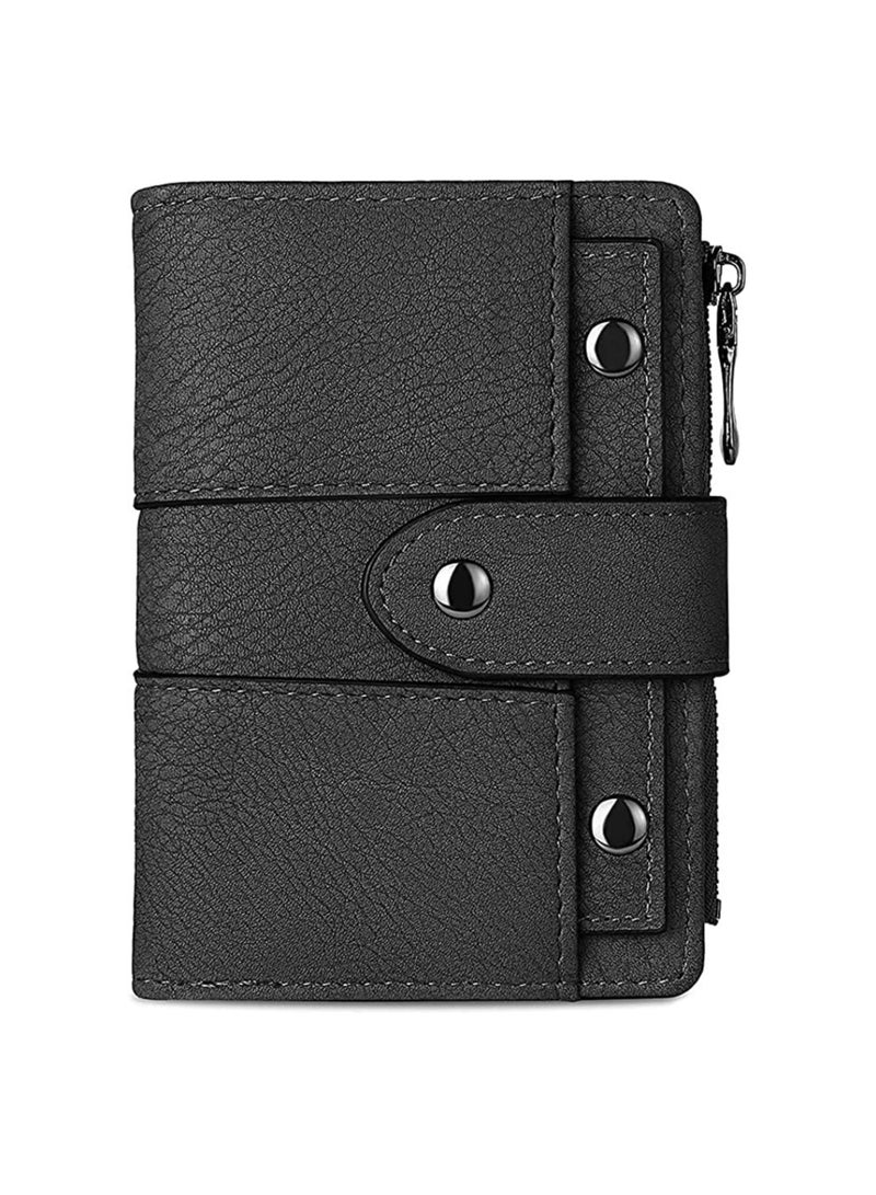 SOLARAE Small Wallet for Women Leather Bifold, Multi Card Organizer with Removable ID Window, Zipper Pocket Ladies Purses, Black - Image 1