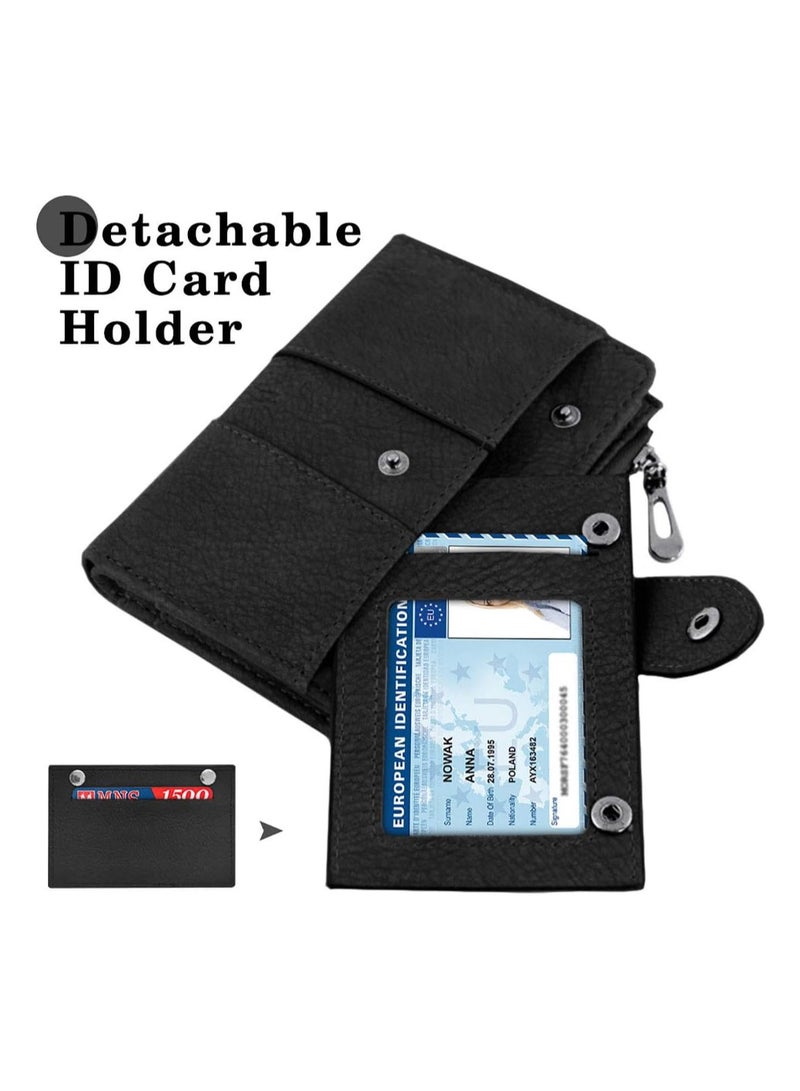 SOLARAE Small Wallet for Women Leather Bifold, Multi Card Organizer with Removable ID Window, Zipper Pocket Ladies Purses, Black - Image 5