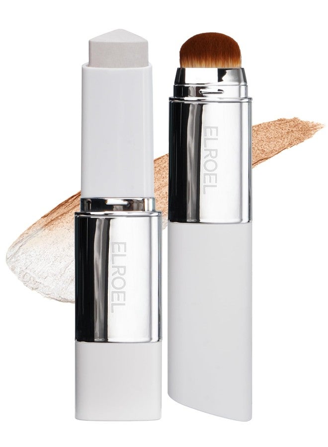 ELROEL Blanc Cover Cream Stick V White - Korean Color-Changing Foundation Stick with Volufiline - Medium to Full Coverage Dewy Finish Base Makeup - Dual-Ended with Detachable Brush (202 Natural) - Image 1