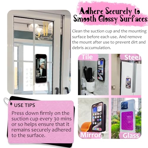AZXYI Silicone Suction Phone Case Mount, Silicon Adhesive Suction Cup Phone Mount, Non Slip Sticky Phone Grip for Cellphone, Strong Grip Holder for Selfies and Videos (Rose) - Image 4
