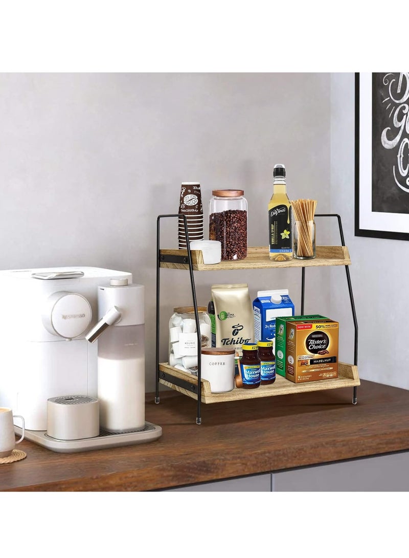 Arabest Coffee Bar Accessories and Organizer Countertop, Station Kitchen Counter Shelf, Condiment Storage, Cup Lid Holder for Bathroom, Kitchen (Brown) - Image 2