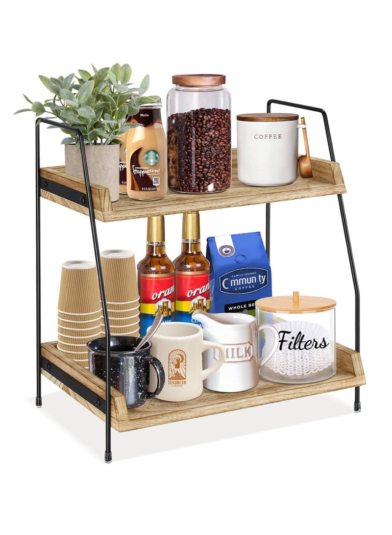 Arabest Coffee Bar Accessories and Organizer Countertop, Station Kitchen Counter Shelf, Condiment Storage, Cup Lid Holder for Bathroom, Kitchen (Brown) - Image 1