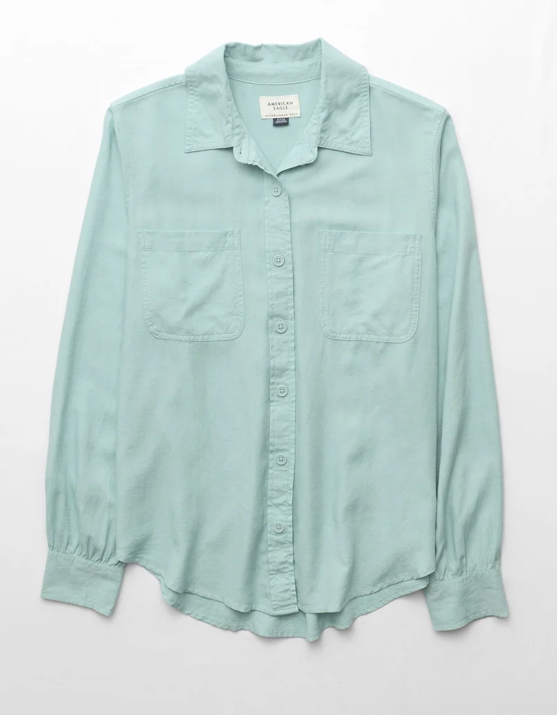 American Eagle  AE Bestie Long-Sleeve Button-Up Shirt for Women | Best Price UAE