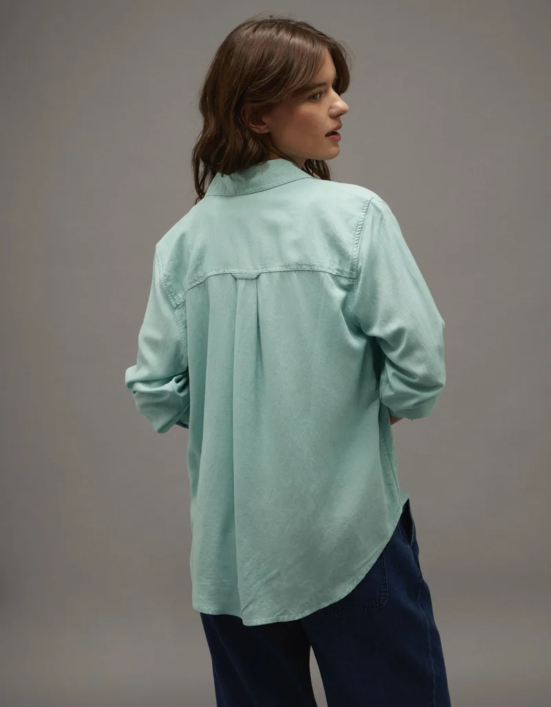 American Eagle  AE Bestie Long-Sleeve Button-Up Shirt for Women | Best Price UAE
