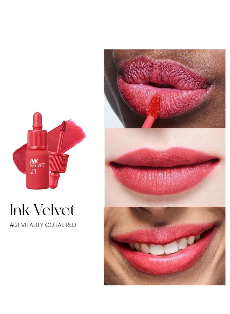 Peripera Ink the Velvet Lip Tint |021 VITALITY CORAL RED, 0.14 fl oz - Image 3