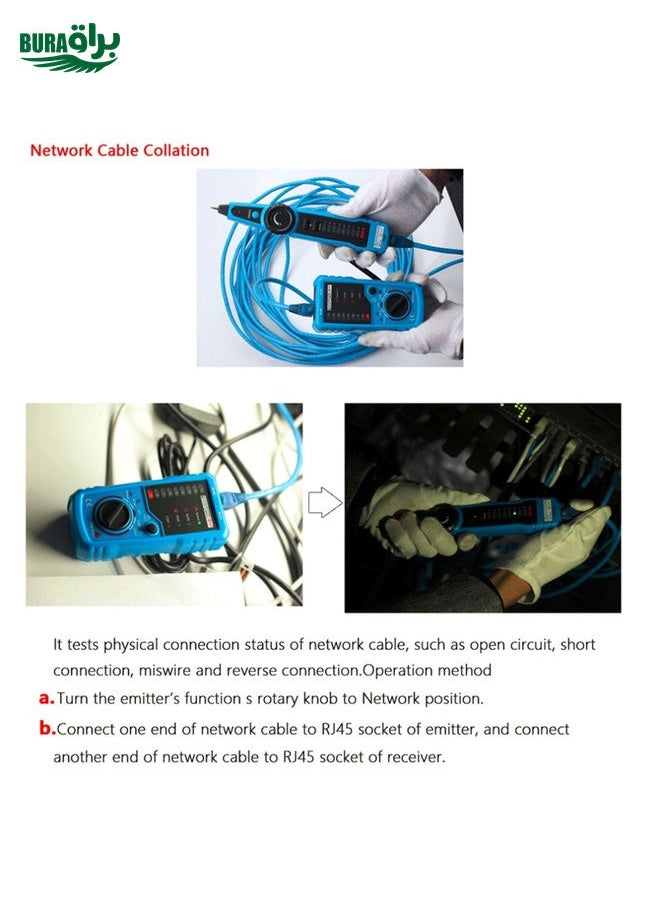 BURAQ - BSIDE FWT11 RJ11 / RJ45 Telephone Wire Tracker Ethernet LAN Network Cable Tester Detector Line Finder - Image 1