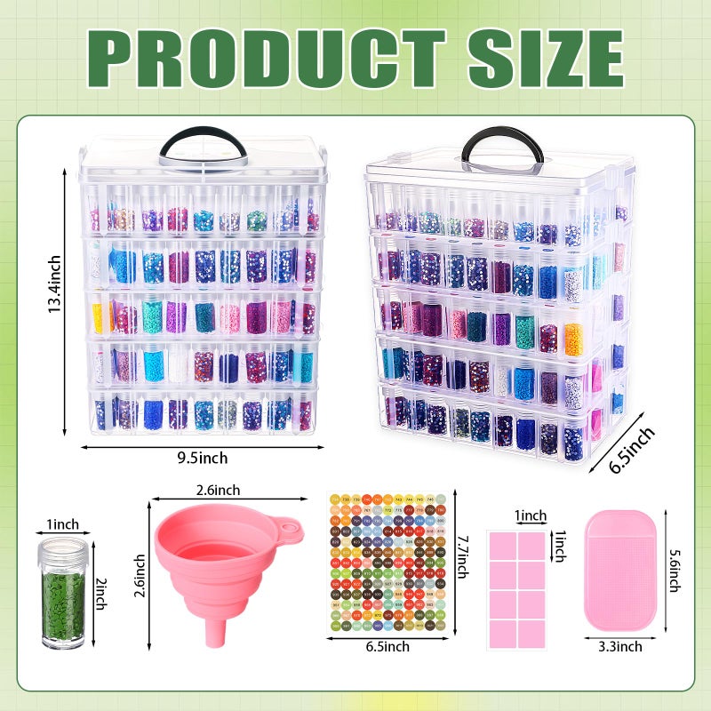 Willinglong 5 Tier Diamond Painting Storage Containers with 260 Grids Diamond Art Storage Bead Organizer Painting Accessories DIY Jewelry Craft - Image 4