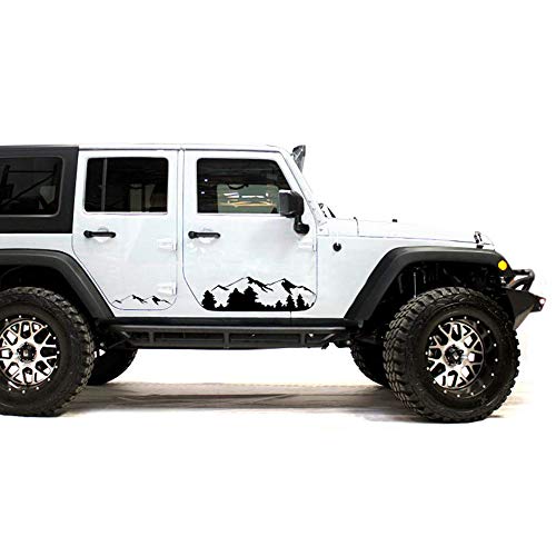 Bubbles Designs Black Mountains Decal Sticker Compatible with Jeep Wrangler Rubicon Jk jl All Models (35B) - Image 1