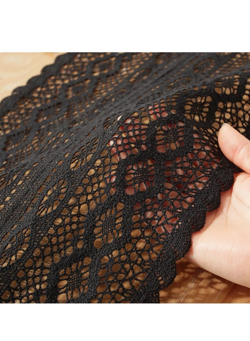 KASTWAVE Boho Crochet Table Runner,24*160CM Black Vintage Farmhouse Macrame Table Runner for Coffee Dining Table Kitchen Decor - Image 5