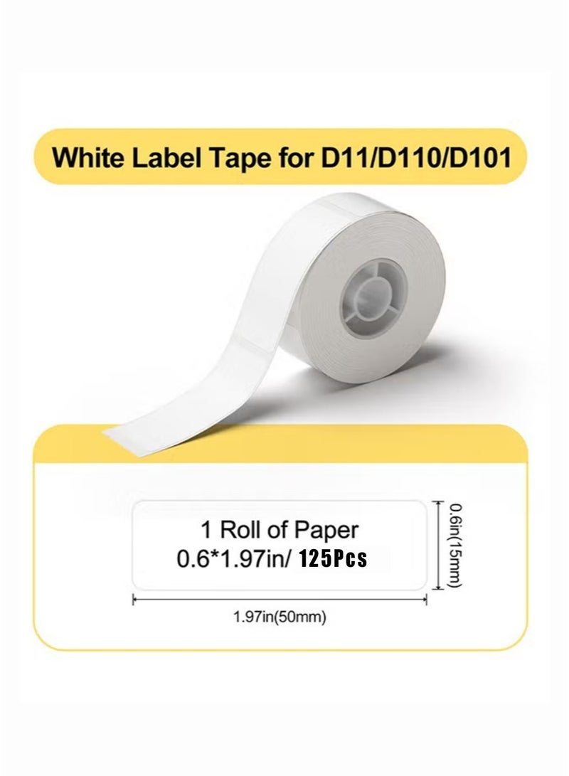 NIIMBOT D11/D110/D101 Label Maker Tape Adhesive White Label Sticker Waterproof Label Tape Thermal Label Paper for Barcode Printing 15*50mm, White - Image 2