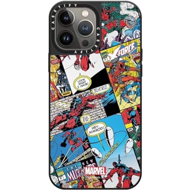 Casetify Mirror iPhone 13 Pro Max Case 【Deadpool & Wolverine Co-Lab / 4.9ft Drop Protection/Magsafe】 - Comic Collage case - Silver on Black - Image 4