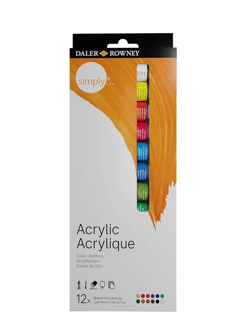 12-Piece Simply Acrylic Colour Tube Set 12ml Content - pzsku/Z835450317B795FDB5D34Z/45/_/1734090574/beadfdc8-aa55-4e21-a753-ea466c1f7765