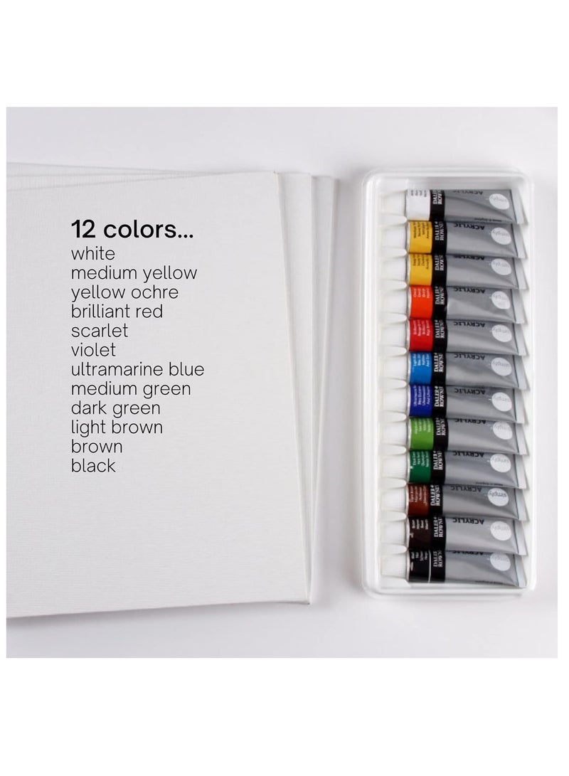 Daler Rowney مجموعة أنابيب الألوان الأكريليكية البسيطة 12 قطعة سعة 12 مل - Image 4