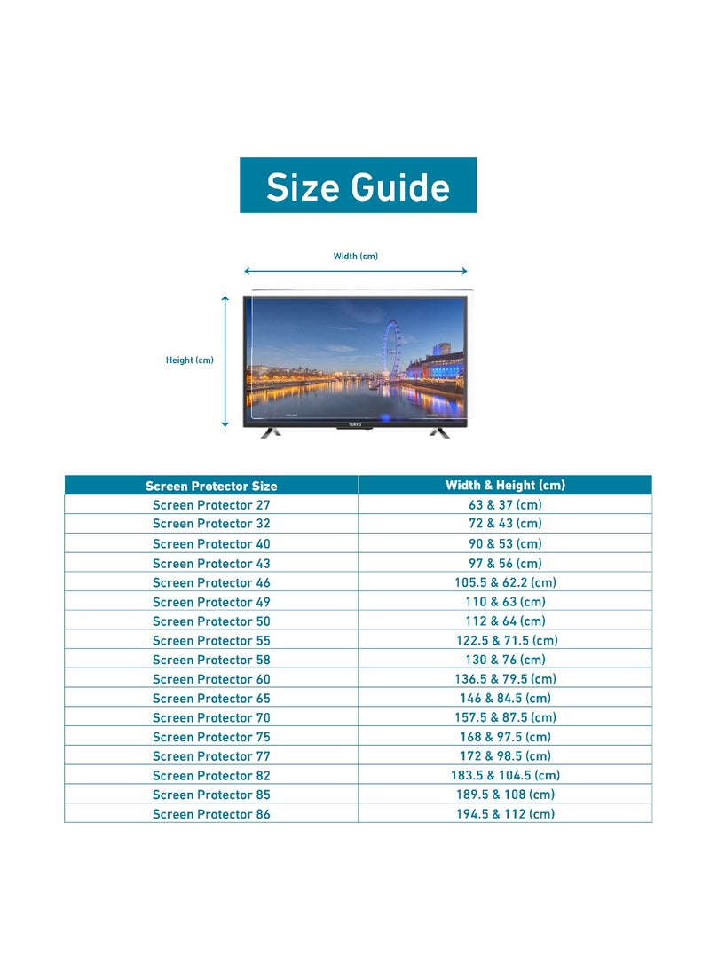 Sea Technology - SEA TECHNOLOGY 85 Inch Tv Screen Protector, Made of Solid Acrylic Material with a Thickness of 3 mm, Anti Blue light, Anti Scratches, Guard against Radiation, Compatible with all Types of Tv screens - Image 1